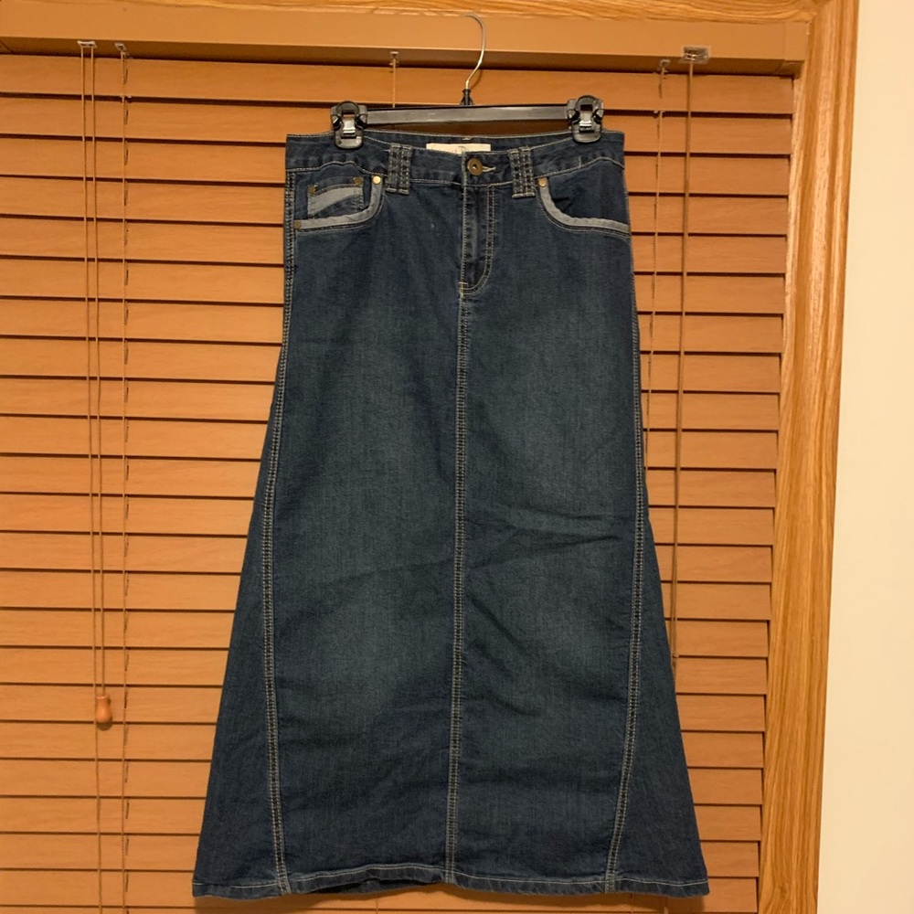Long denim skirt